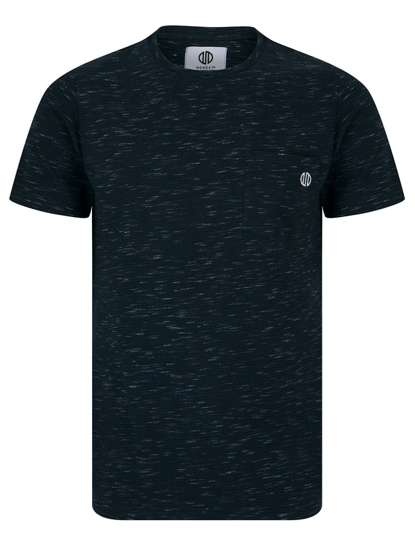 Dormant Cotton Rich Slub Injection Dye Crew Neck T-Shirt with Chest Pocket in Navy - Nordam