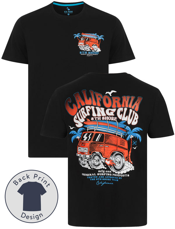 Jardine Back Print Vintage Retro Graphic Motif Cotton Jersey T-Shirt in Jet Black - South Shore