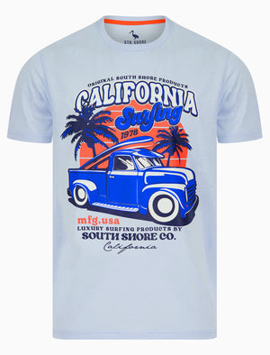 Derbyshire Motif Cotton Jersey T-Shirt in Omphalodes Blue - South Shore