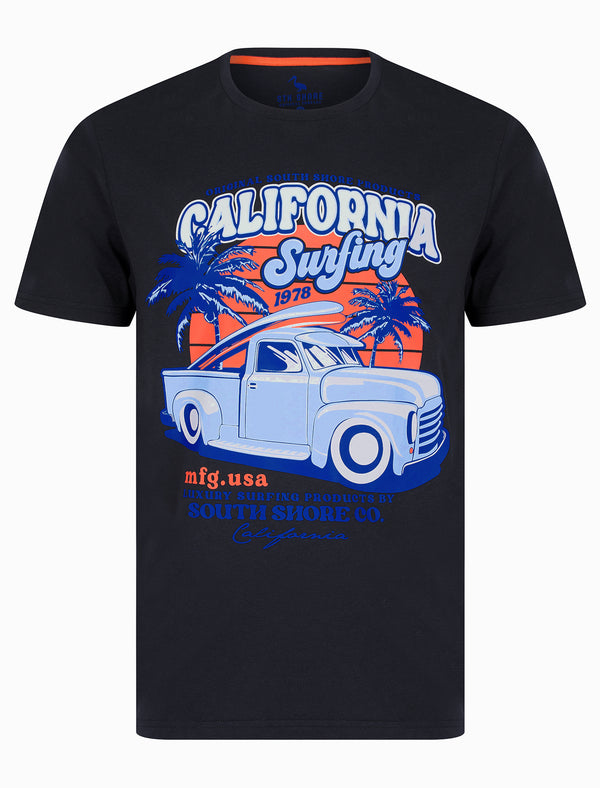 Derbyshire Motif Cotton Jersey T-Shirt in Sky Captain Navy - South Shore