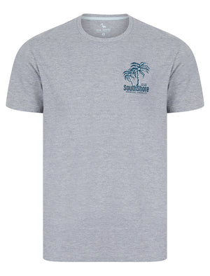 Bramley Reverse Print Motif Cotton Jersey T-Shirt in Light Grey Marl - South Shore