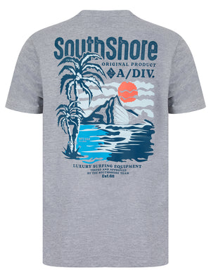 Bramley Reverse Print Motif Cotton Jersey T-Shirt in Light Grey Marl - South Shore