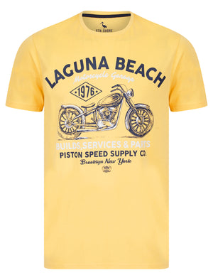 Mayfielding Motif Cotton Jersey T-Shirt in Golden Cream - South Shore