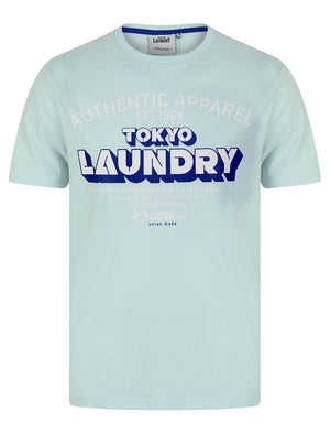 Cyprus Motif Cotton Jersey Crew Neck T-Shirt in Ice Water - Tokyo Laundry