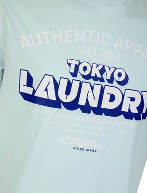 Cyprus Motif Cotton Jersey Crew Neck T-Shirt in Ice Water - Tokyo Laundry