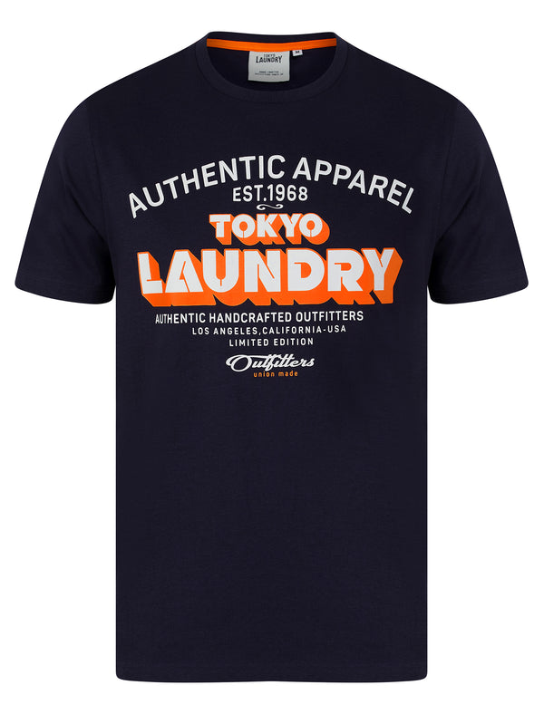 Cyprus Motif Cotton Jersey Crew Neck T-Shirt in Inkling - Tokyo Laundry