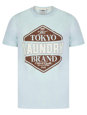 Barton Motif Cotton Jersey Crew Neck T-Shirt in Ice Water - Tokyo Laundry