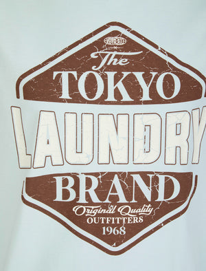 Barton Motif Cotton Jersey Crew Neck T-Shirt in Ice Water - Tokyo Laundry