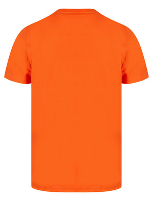 Barton Motif Cotton Jersey Crew Neck T-Shirt in Tangerine Tango - Tokyo Laundry