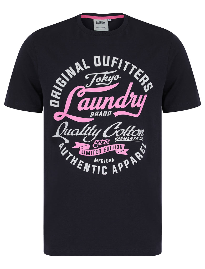Bruton Vintage Retro Motif Cotton Jersey T-Shirt in Inkling - Tokyo La ...