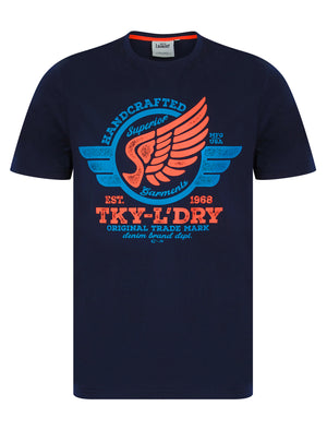 Hampson Motif Cotton Jersey T-Shirt in Sky Captain Navy - Tokyo Laundry