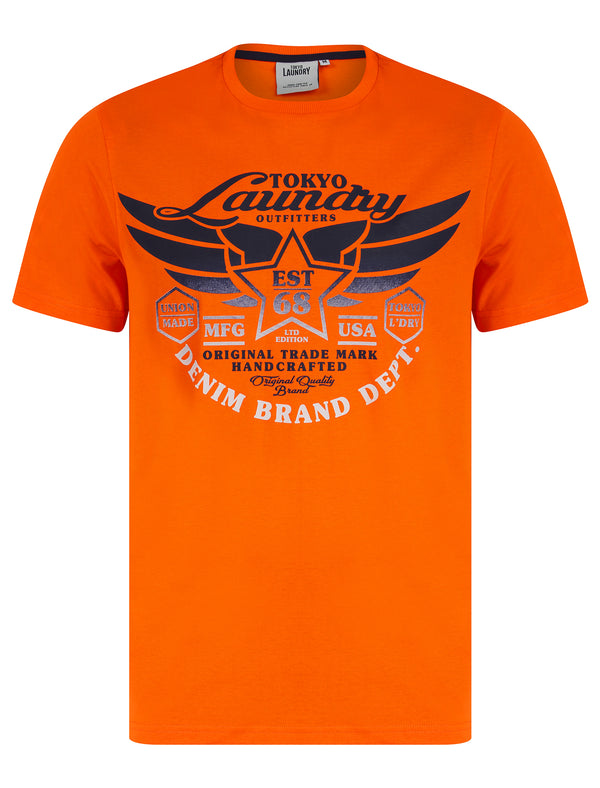 Westwood Gradient Print Motif Cotton Jersey Crew Neck T-Shirt in Puffin's Bill Orange - Tokyo Laundry