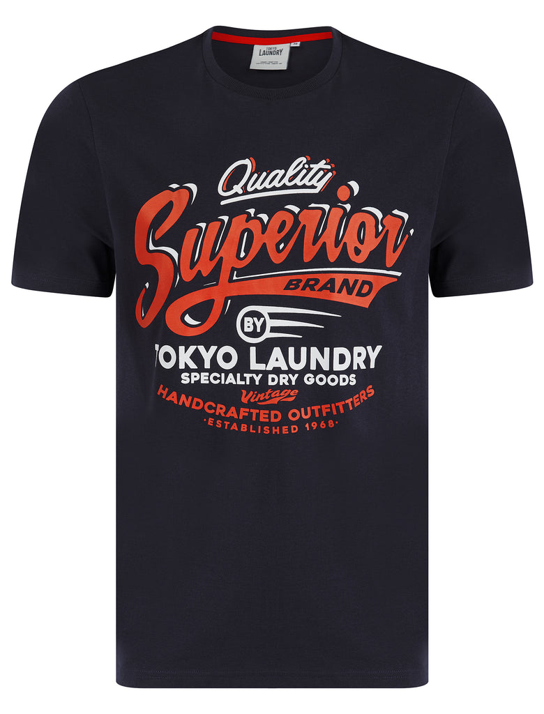 Argyle Vintage Retro Motif Cotton Jersey T-Shirt in Inkling - Tokyo La ...