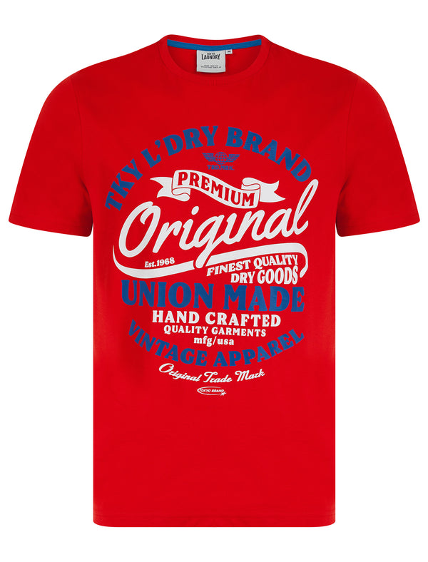 Montrose Motif Cotton Jersey Crew Neck T-Shirt in Chinese Red - Tokyo Laundry