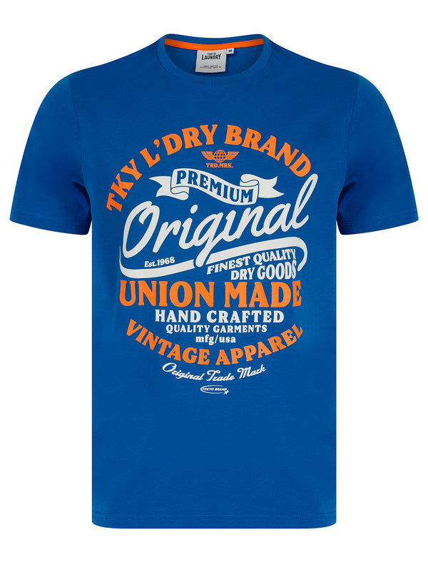 Montrose Motif Cotton Jersey Crew Neck T-Shirt in Snorkel Blue - Tokyo Laundry