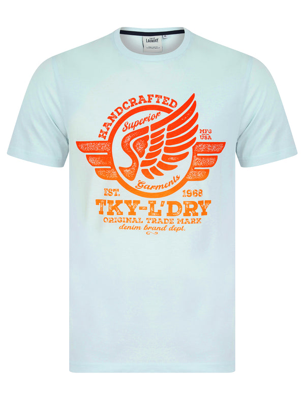 Debenham Gradient Ombre Vintage Retro Motif Cotton Jersey T-Shirt in Ice Water - Tokyo Laundry