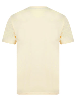 Debenham Gradient Ombre Vintage Retro Motif Cotton Jersey T-Shirt in Tofu - Tokyo Laundry