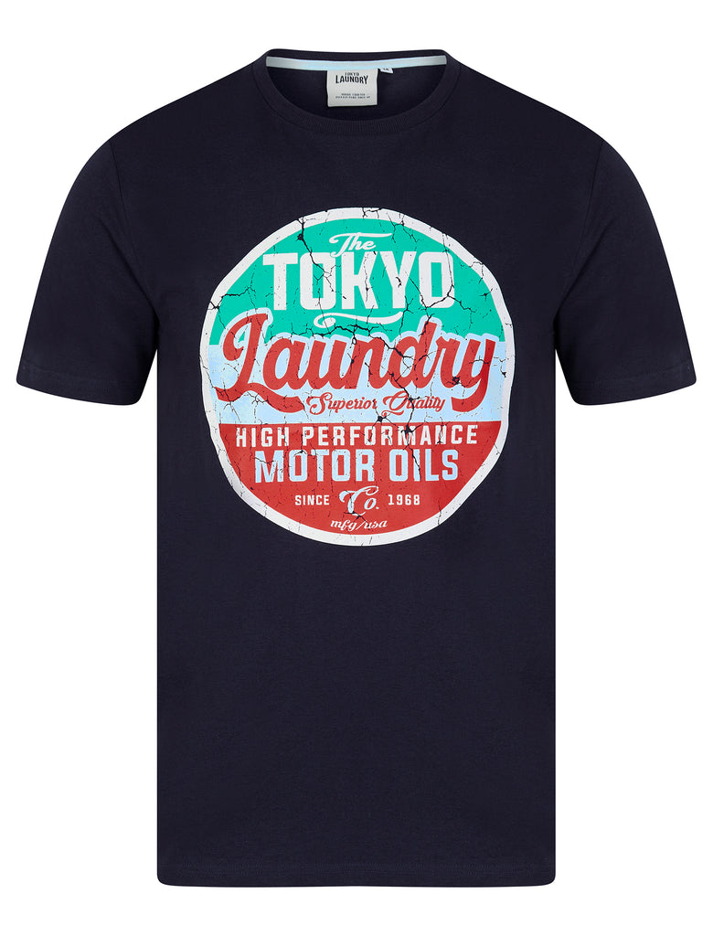 Cressingham Motif Cotton Jersey Crew Neck T-Shirt in Inkling - Tokyo L ...