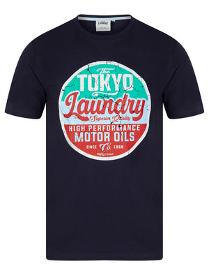 Cressingham Motif Cotton Jersey Crew Neck T-Shirt in Inkling - Tokyo Laundry