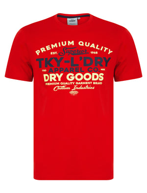 Braemar Vintage Retro Motif Cotton Jersey T-Shirt in Chinese Red - Tokyo Laundry