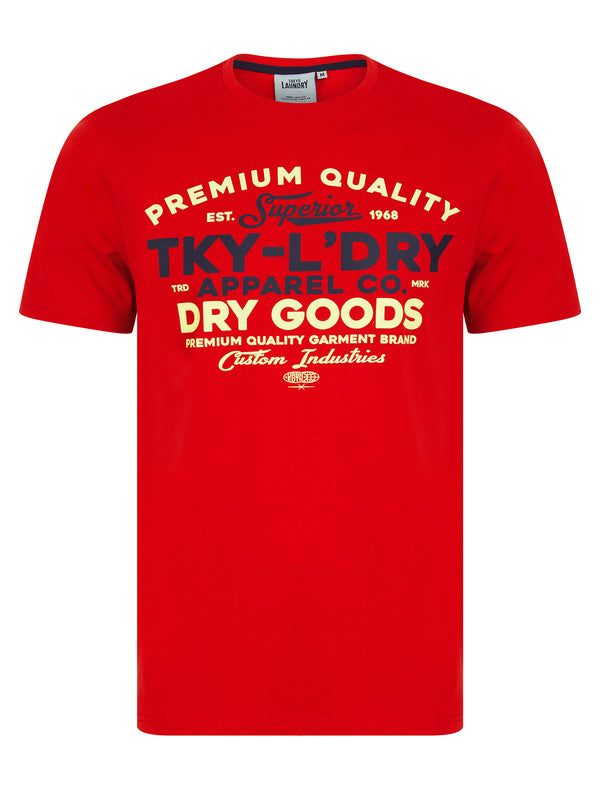 Braemar Vintage Retro Motif Cotton Jersey T-Shirt in Chinese Red - Tokyo Laundry