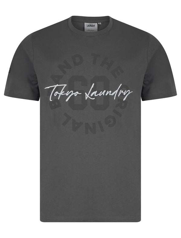 Carcle Embroidery & Print Motif Cotton Jersey T-Shirt in Quiet Shade Grey - Tokyo Laundry