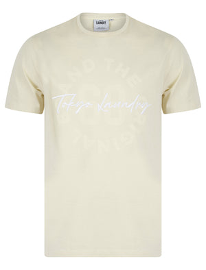 Carcle Embroidery & Print Motif Cotton Jersey T-Shirt in Summer Sand - Tokyo Laundry