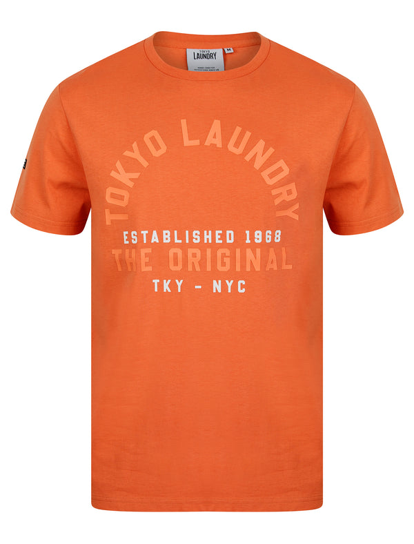 Lewes Vintage Retro Motif Cotton Jersey T-Shirt in Orange - Tokyo Laundry