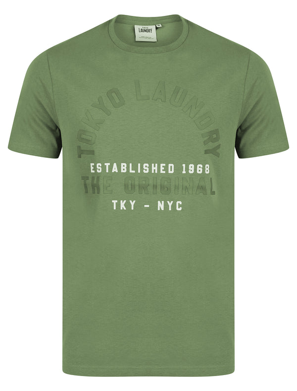 Lewes Vintage Retro Motif Cotton Jersey T-Shirt in Sea Spray Green - Tokyo Laundry