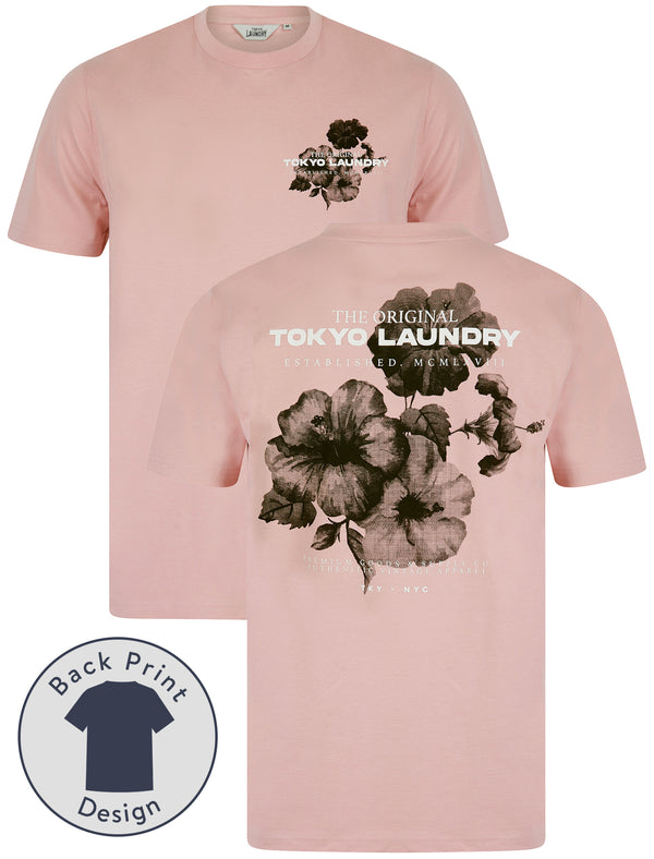 Redact Vintage Retro Reverse Print Cotton Jersey T-Shirt in Zephyr Rose - Tokyo Laundry