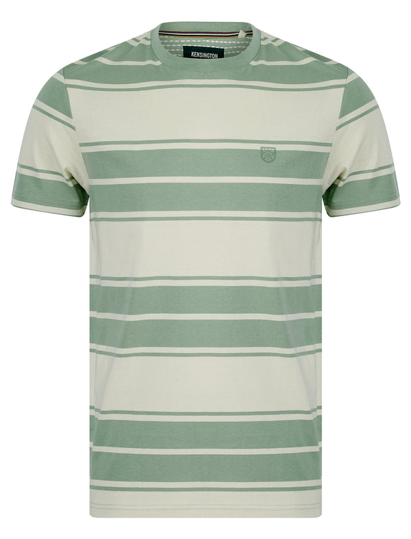 Whitecross Striped Cotton Jersey Crew Neck T-Shirt in Green Milieu - Kensington Eastside