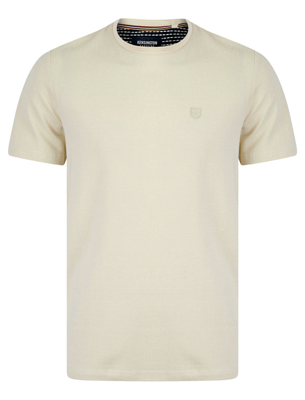 West Stretch Cotton Jacquard Weave Crew Neck T-Shirt in Jet Stream White - Kensington Eastside