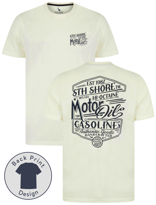 Ablett Back Print Vintage Retro Graphic Motif Cotton Jersey T-Shirt in Sugar Swizzle - South Shore