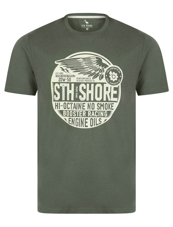 Babbel Vintage Retro Graphic Print Motif Cotton Jersey T-Shirt in Thyme - South Shore