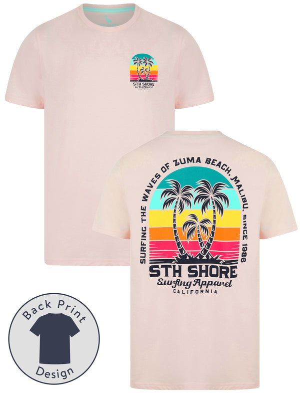 Baros Reverse Print Vintage Retro Graphic Motif Cotton Jersey T-Shirt in Barely Pink - South Shore