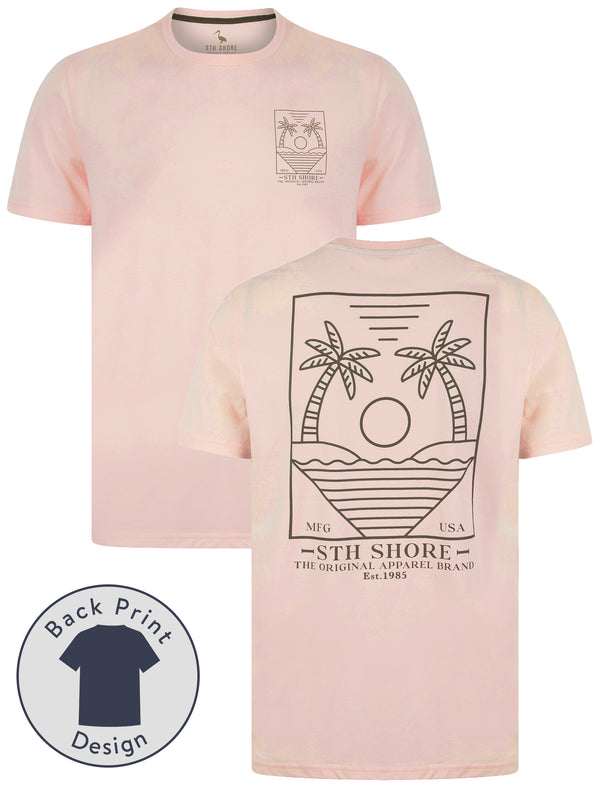 Beglin Back Print Vintage Retro Graphic Motif Cotton Jersey T-Shirt in Barely Pink - South Shore