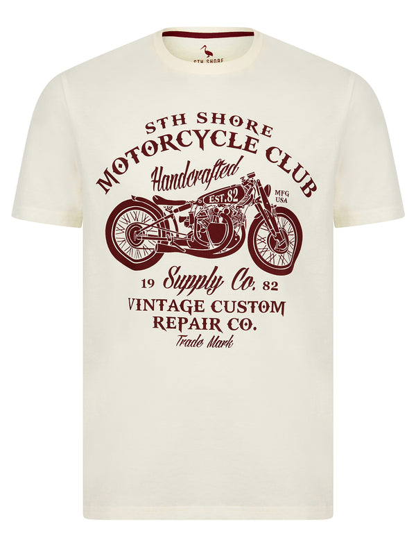 Berger Vintage Retro Graphic Print Motif Cotton Jersey Crew Neck T-Shirt in Sugar Swizzle - South Shore