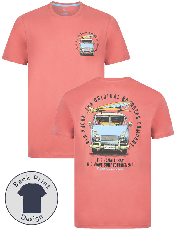 Borini Back Print Vintage Retro Graphic Motif Cotton Jersey T-Shirt in Dusty Rose - South Shore