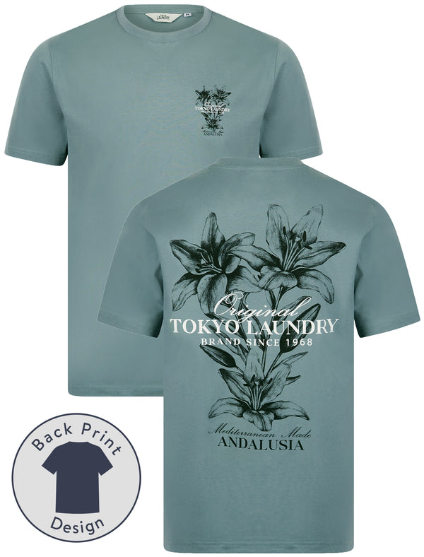 Talmai Vintage Retro Reverse Graphic Print Cotton Jersey T-Shirt in Cool Grey - Tokyo Laundry