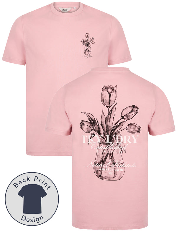 Tassos Vintage Retro Reverse Graphic Print Cotton Jersey T-Shirt in Zephyr Rose - Tokyo Laundry