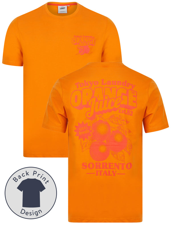 Orange Juice Vintage Retro Reverse Back Print Cotton Jersey T-Shirt in Apricot - Tokyo Laundry