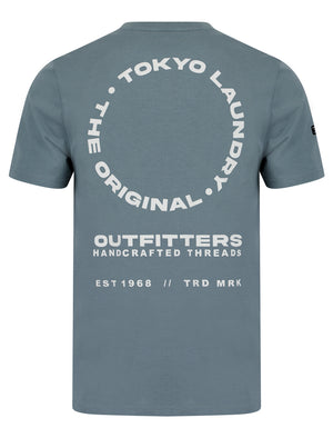 Kade Motif Cotton Crew Neck T-Shirt and Brushback Fleece Jogger Shorts Set in Cool Grey - Tokyo Laundry
