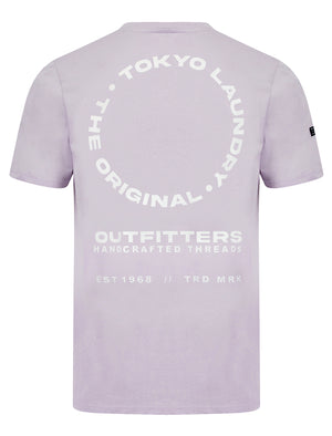Kade Motif Cotton Crew Neck T-Shirt and Brushback Fleece Jogger Shorts Set in Lilac - Tokyo Laundry
