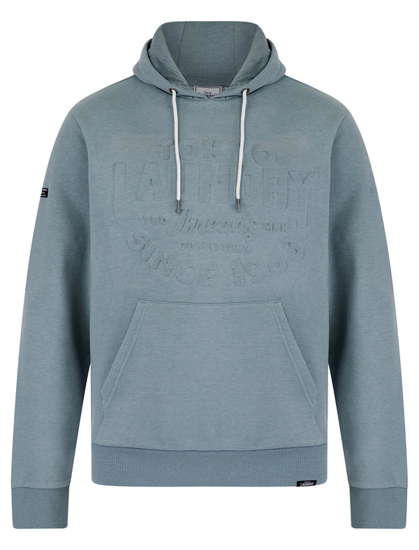 Tides Embossed Motif Brushback Fleece Pullover Hoodie in Cool Grey - Tokyo Laundry