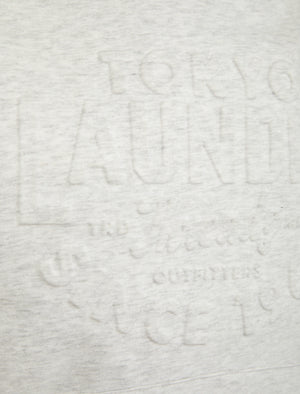 Tides Embossed Motif Brushback Fleece Pullover Hoodie in Ice Grey Marl - Tokyo Laundry