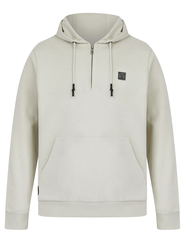 Invective Quarter Zip Neck Brushback Fleece Pullover Hoodie in Light Grey - Tokyo Laundry