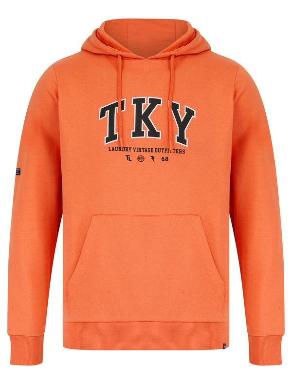 Refract Motif Brushback Fleece Pullover Hoodie in Orange - Tokyo Laundry
