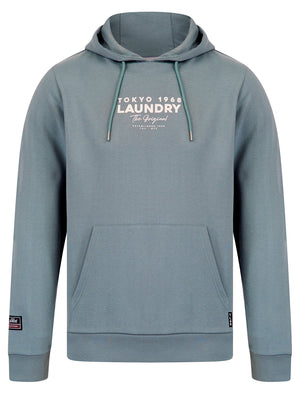 Kole Motif Brushback Fleece Pullover Hoodie with Back Print in Cool Grey - Tokyo Laundry