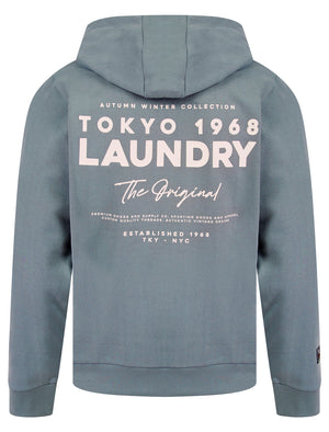 Kole Motif Brushback Fleece Pullover Hoodie with Back Print in Cool Grey - Tokyo Laundry