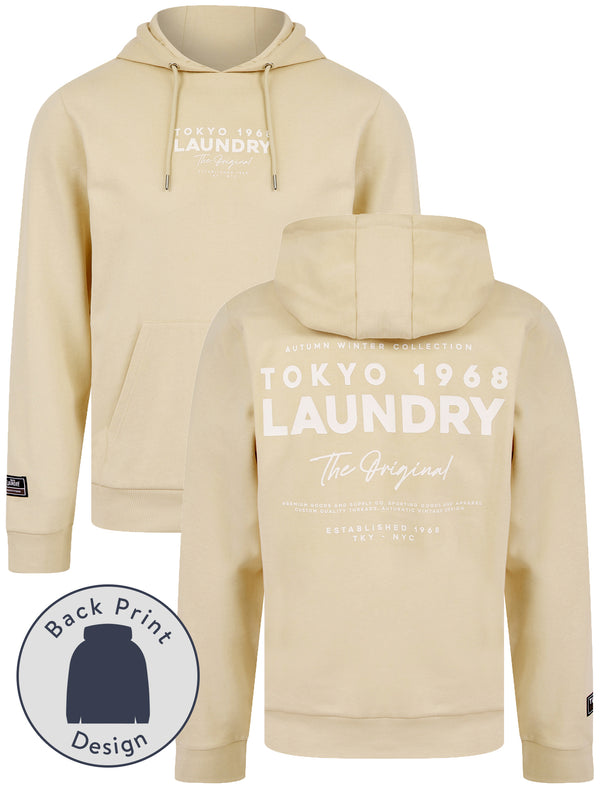 Kole Motif Brushback Fleece Pullover Hoodie with Back Print in Stone - Tokyo Laundry